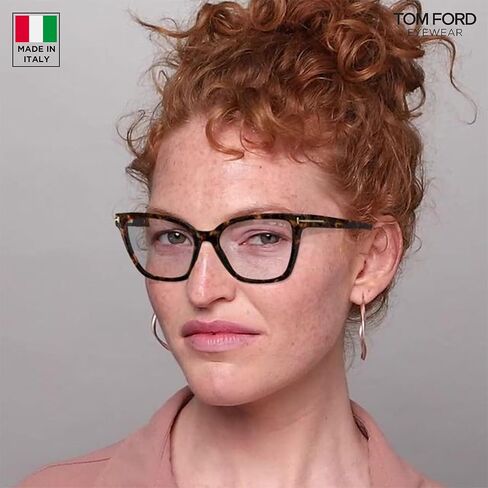 إطار نظارة طبية على شكل فراشة من Tom Ford FT5812-B + حزمة مع طقم تنظيف النظارات eSHADES، 53 مم، لون هافان (53 مم) in Kuwait