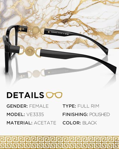 VERSACE VE3335 Medusa RECTANGLE Shape Eyeglass with Luxury Eyewear kit in Saudi Arabia