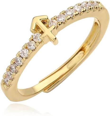 HOPE LOVE SHINE، خاتم برج القوس - مجوهرات التنجيم النحاسية المطلية بالذهب عيار 18 قيراط - هدية علامة نجمة برجك قابلة للتعديل للنساء والرجال in Kuwait