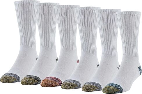 GOLDTOE Mens Fit Tec Cushion Crew Socks, 6-pairs in Saudi Arabia