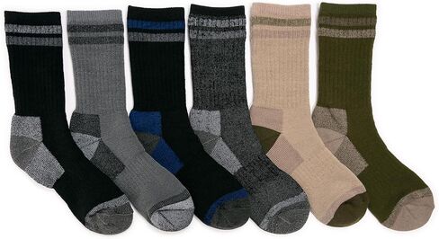MUK LUKS Men's 6 Pack Heat Retainer Crew Socks, Neutral, OS (8-12) in Saudi Arabia