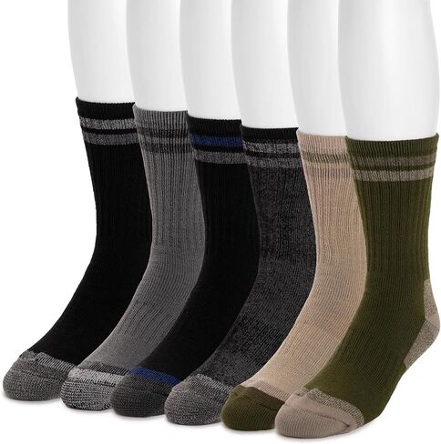 MUK LUKS Men's 6 Pack Heat Retainer Crew Socks, Neutral, OS (8-12) in Saudi Arabia