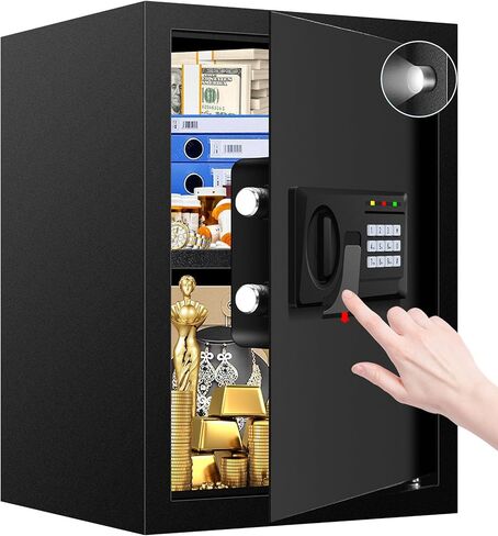 Small Safe for Home, Steel Security Box with Mechanical Keypad, Hidden Lock Box with Steel Cable, Portable Safe for Money Medicine Valuables, Black, 9.45" x 6.5" x 1.85" in Saudi Arabia