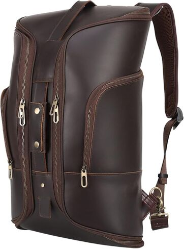Alex Keith Full Grain Leather Weekender Bag for Men – Convertible Duffel Backpack, Carry-On Overnight Travel Bag - Vintage Dark Brown in Saudi Arabia