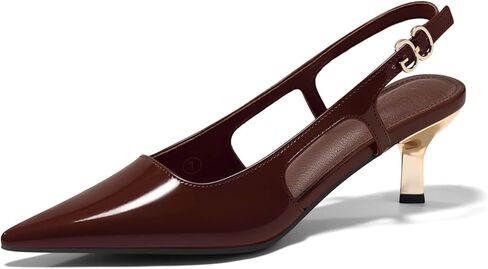 Coutgo Womens Low Kitten Heels Slingback Pumps Closed Pointed Toe Buckle Party Work Dress Shoes in Saudi Arabia
