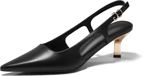 Coutgo Womens Low Kitten Heels Slingback Pumps Closed Pointed Toe Buckle Party Work Dress Shoes in Saudi Arabia