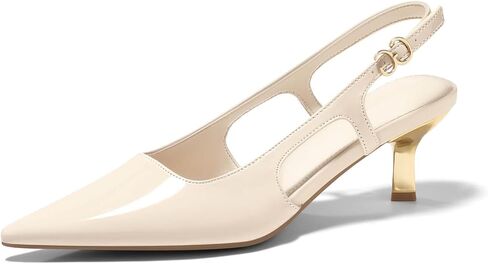 Coutgo Womens Low Kitten Heels Slingback Pumps Closed Pointed Toe Buckle Party Work Dress Shoes in Saudi Arabia