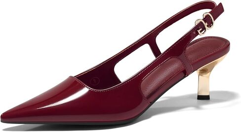 Coutgo Womens Low Kitten Heels Slingback Pumps Closed Pointed Toe Buckle Party Work Dress Shoes in Saudi Arabia