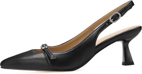 Women's Kitten Heels Slingback Closed Pointed Toe Pumps Low Heel Dress Comfortable Ankle Strap Shoes Elegant Work Wedding Party Date Night Shoes in Saudi Arabia