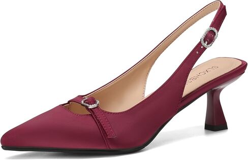 Women's Kitten Heels Slingback Closed Pointed Toe Pumps Low Heel Dress Comfortable Ankle Strap Shoes Elegant Work Wedding Party Date Night Shoes in Saudi Arabia