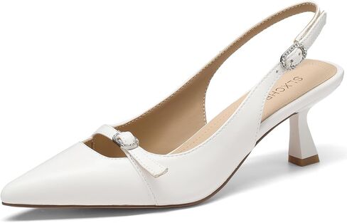 Women's Kitten Heels Slingback Closed Pointed Toe Pumps Low Heel Dress Comfortable Ankle Strap Shoes Elegant Work Wedding Party Date Night Shoes in Saudi Arabia