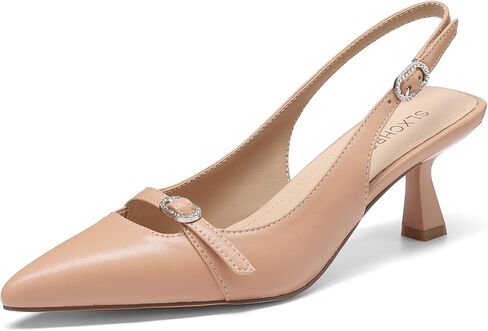 Women's Kitten Heels Slingback Closed Pointed Toe Pumps Low Heel Dress Comfortable Ankle Strap Shoes Elegant Work Wedding Party Date Night Shoes in Saudi Arabia