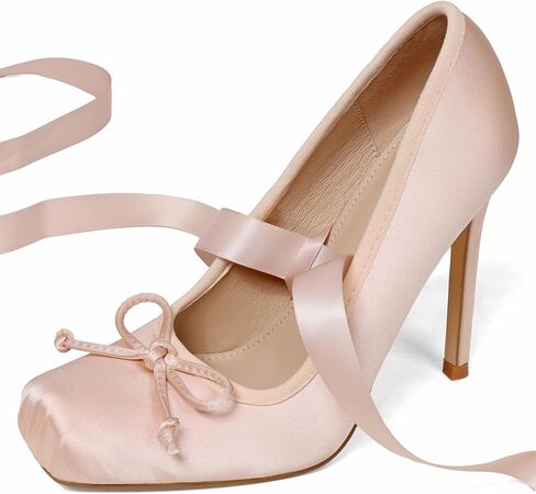 Oiamenne Women's Satin Ballerina Stiletto-Heels for Wedding and Dressy in Saudi Arabia