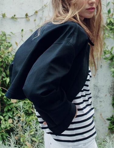 Women's Cropped Jacket Long Sleeve Zip Up Corduroy Collar Jackets Outwear with Pockets in Saudi Arabia