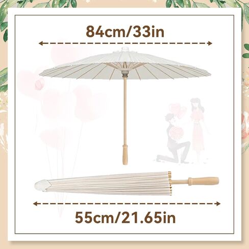 33 Inch White Paper Umbrella for Wedding, Chinese Japanese Decoration Oiled Paper Parasol Umbrellas for DIY Painting Craft, Wedding, Bridal Party, Ceiling Decoration in Saudi Arabia
