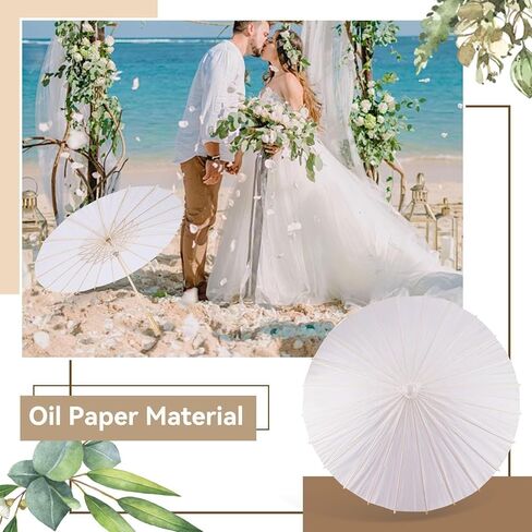 33 Inch White Paper Umbrella for Wedding, Chinese Japanese Decoration Oiled Paper Parasol Umbrellas for DIY Painting Craft, Wedding, Bridal Party, Ceiling Decoration in Saudi Arabia