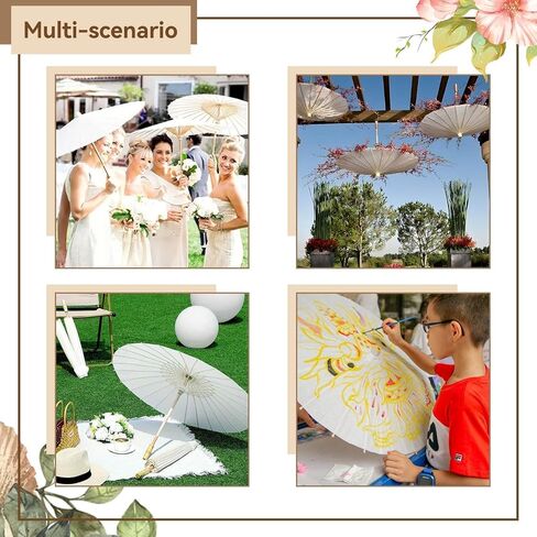 33 Inch White Paper Umbrella for Wedding, Chinese Japanese Decoration Oiled Paper Parasol Umbrellas for DIY Painting Craft, Wedding, Bridal Party, Ceiling Decoration in Saudi Arabia