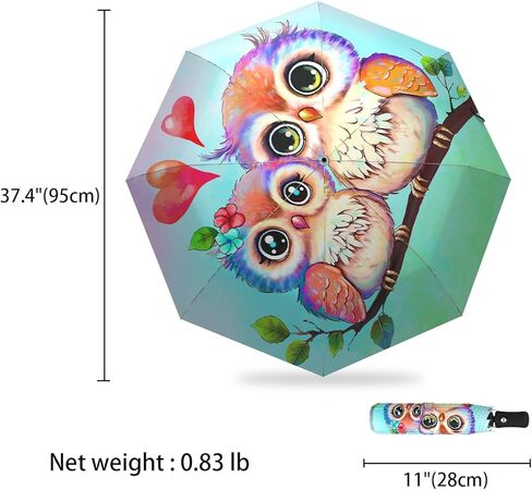 Owl Gifts Portable Bird Owl Umbrella Compact Travel Automatic Folding Inverted Umbrellas for Rain Windproof Umbrellas Open Close Auto Sunshade Parasol Umbrella for Sun UV Protection in Saudi Arabia