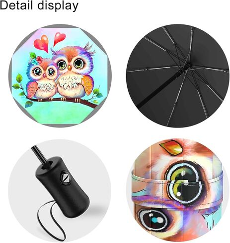 Owl Gifts Portable Bird Owl Umbrella Compact Travel Automatic Folding Inverted Umbrellas for Rain Windproof Umbrellas Open Close Auto Sunshade Parasol Umbrella for Sun UV Protection in Saudi Arabia