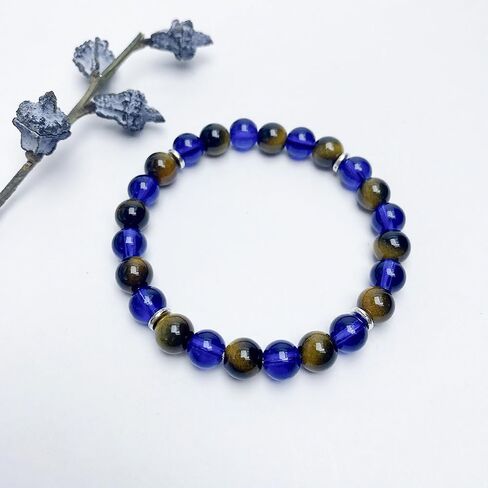 Tiger Eye Stone Bracelet for Women Men Amethyst Attract Wealth Money Natural Stone Handmade Gemstone Stretch Elastic Healing Yoga Beads Bracelet Spiritual Energy Jewelry Gifts Unisex in Saudi Arabia
