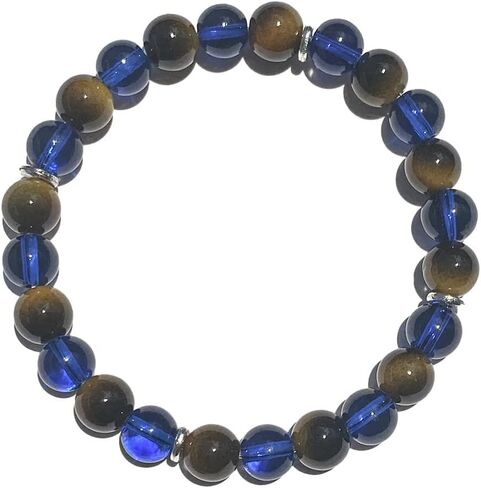 Tiger Eye Stone Bracelet for Women Men Amethyst Attract Wealth Money Natural Stone Handmade Gemstone Stretch Elastic Healing Yoga Beads Bracelet Spiritual Energy Jewelry Gifts Unisex in Saudi Arabia