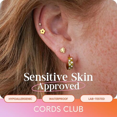 Cords Club Monstera Leaf Flat Back Stud – ASTM-F136 Implant Grade Titanium - Push Pin Design for Sensitive Ears – Available in 18K PVD Gold Plated & Titanium Silver (Single Earring) in Saudi Arabia