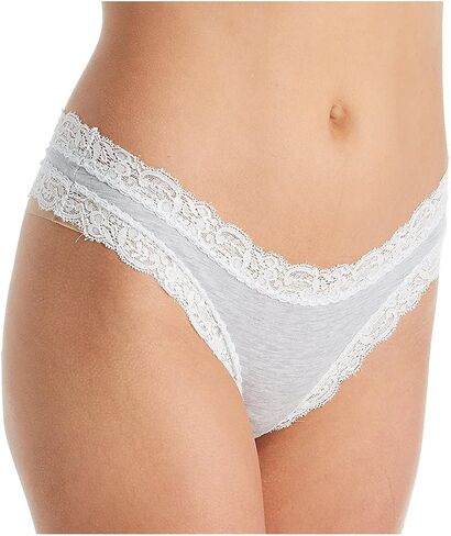 Fleur't Women's Iconic Lace Thong 103، Heather Gray/Chantilly، S in Saudi Arabia