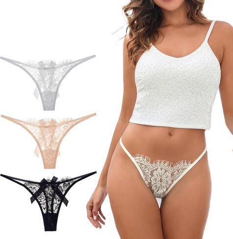 Women's Sexy Lace Thong Panties Strappy T-Back Underwear with Floral Comfortable Seamless Lingerie in Saudi Arabia