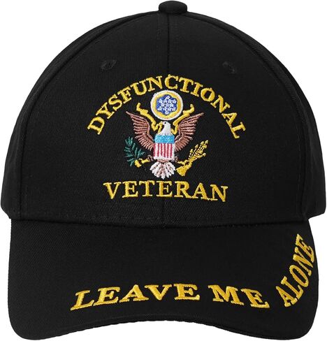 Dysfunctional Veteran Leave Me Alone Embroidered Military Adjustable Baseball Cap Black in Saudi Arabia
