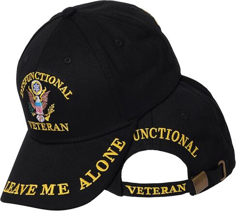 Dysfunctional Veteran Leave Me Alone Embroidered Military Adjustable Baseball Cap Black in Saudi Arabia