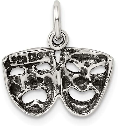 Solid 925 Sterling Silver Antiqued Comedy Tragedy Face Charms (0.67 x 0.75 Inches) in Saudi Arabia