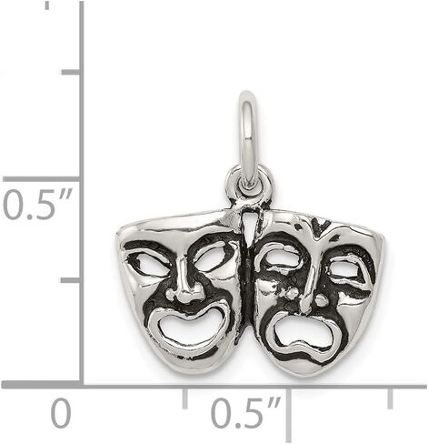 Solid 925 Sterling Silver Antiqued Comedy Tragedy Face Charms (0.67 x 0.75 Inches) in Saudi Arabia