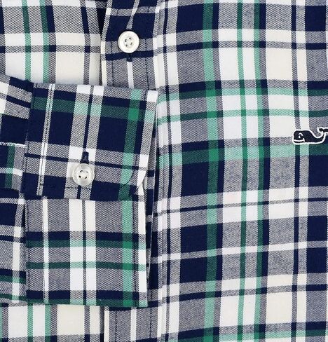 قميص Vineyard Vines رجالي بأكمام طويلة وأزرار سفلية على شكل حوت أكسفورد (مربعات غابة فلانيل/أخضر ميمنة in Saudi Arabia