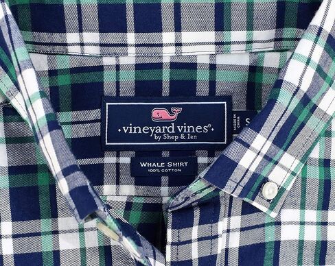 قميص Vineyard Vines رجالي بأكمام طويلة وأزرار سفلية على شكل حوت أكسفورد (مربعات غابة فلانيل/أخضر ميمنة in Saudi Arabia