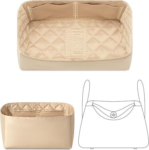 إدراج منظم المحفظة لحقيبة يد هيرميس ليندي 26، تناسب مثالي مخصص داخل جماليات ممتازة مطرزة خفيفة الوزن حمل ملحقات إدراج (كريم بريق ذهبي) in Kuwait