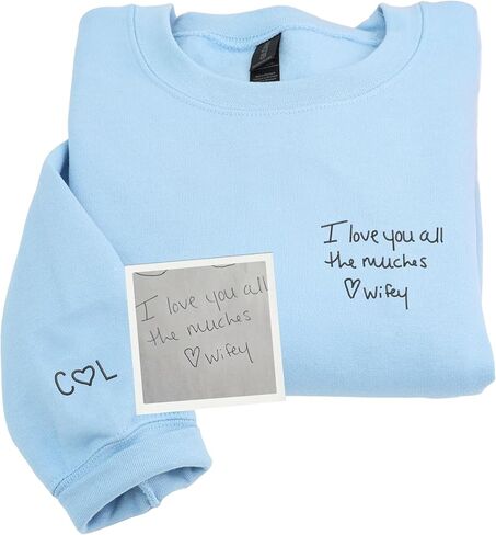 Custom Your Handwriting Embroidered Sweatshirt - Note Message Sweater for Couples, Mom, Dad, Grandma & Grandpa in Saudi Arabia