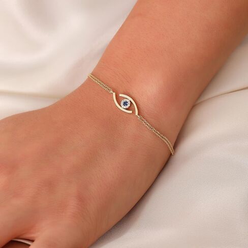 Evil Eye Bracelet, 14K Real Gold Eye Bracelet, Minimalist Gold Evil Eye Bracelet, Dainty Custom Eye Bracelet in Saudi Arabia