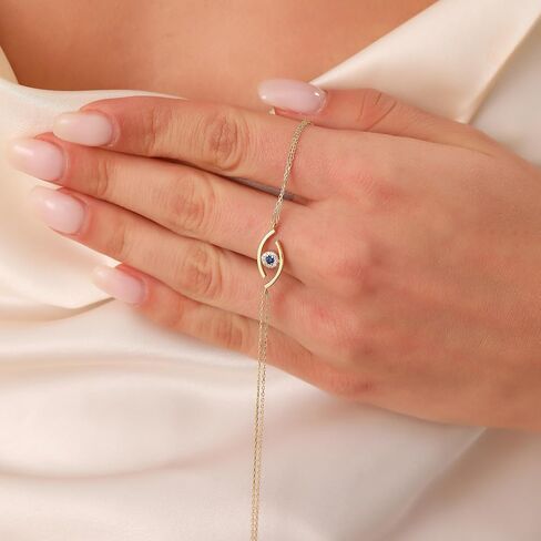 Evil Eye Bracelet, 14K Real Gold Eye Bracelet, Minimalist Gold Evil Eye Bracelet, Dainty Custom Eye Bracelet in Saudi Arabia