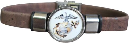 Marine Corps Unisex Brown Cork Bracelet | USA Made | Officially Licensed | Gift Boxed |Sustainable in Saudi Arabia