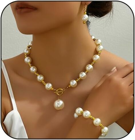 Gold Rhinestone Jewelry Set for Women Chunky Gold Rhinestone Necklace Bracelet Earrings Ring Bridal Wedding Jewelry Set in Kuwait