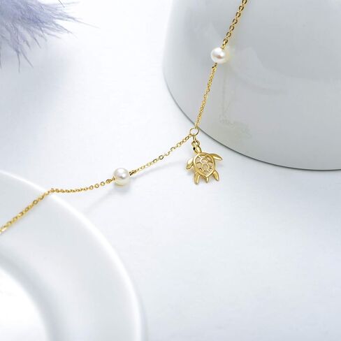 SISGEM 10k Gold Sea Turtle Anklet for Women, Ankle Bracelet Jewelry Gifts for Animal Lovers, 9.4+0.8+0.8 Inches in Saudi Arabia