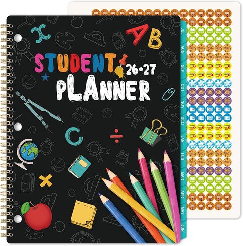 Student Planner 2025-2026 - School Planner 2025-2026, July 2025- June 2026, 8.5" x 11", Monthly and Weekly School Calendar with Colorful Tabs, Stickers and 3-Hole Punched in Kuwait