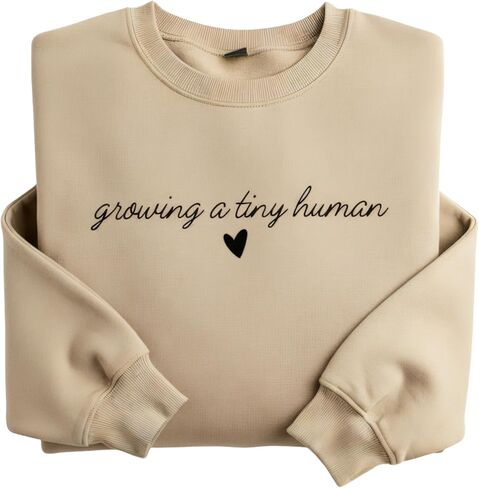 Growing a Tiny Human Pregnancy Announcement Sweatshirt, Maternity Sweater Crewneck, Lightweight Cotton Blend, Relaxed Classic in Saudi Arabia