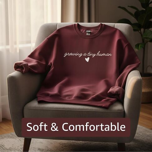 Growing a Tiny Human Pregnancy Announcement Sweatshirt, Maternity Sweater Crewneck, Lightweight Cotton Blend, Relaxed Classic in Saudi Arabia