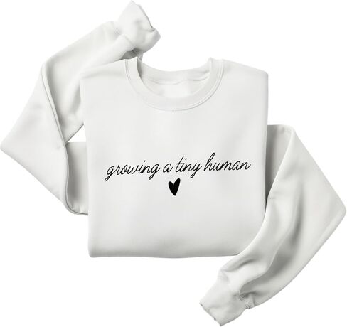 Growing a Tiny Human Pregnancy Announcement Sweatshirt, Maternity Sweater Crewneck, Lightweight Cotton Blend, Relaxed Classic in Saudi Arabia