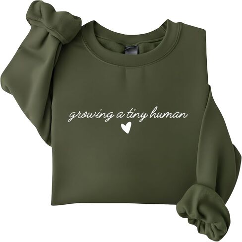 Growing a Tiny Human Pregnancy Announcement Sweatshirt, Maternity Sweater Crewneck, Lightweight Cotton Blend, Relaxed Classic in Saudi Arabia