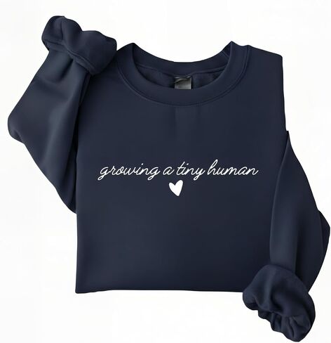 Growing a Tiny Human Pregnancy Announcement Sweatshirt, Maternity Sweater Crewneck, Lightweight Cotton Blend, Relaxed Classic in Saudi Arabia