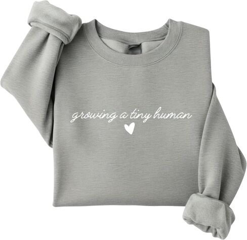 Growing a Tiny Human Pregnancy Announcement Sweatshirt, Maternity Sweater Crewneck, Lightweight Cotton Blend, Relaxed Classic in Saudi Arabia