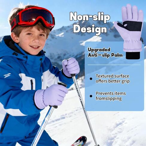Beurlike Kids Waterproof Winter Gloves Windproof Snow Thermal Fleece Ski Gloves For Little Children Boys Girls 4-8 Years in Saudi Arabia