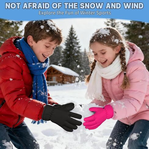 Beurlike Kids Waterproof Winter Gloves Windproof Snow Thermal Fleece Ski Gloves For Little Children Boys Girls 4-8 Years in Saudi Arabia